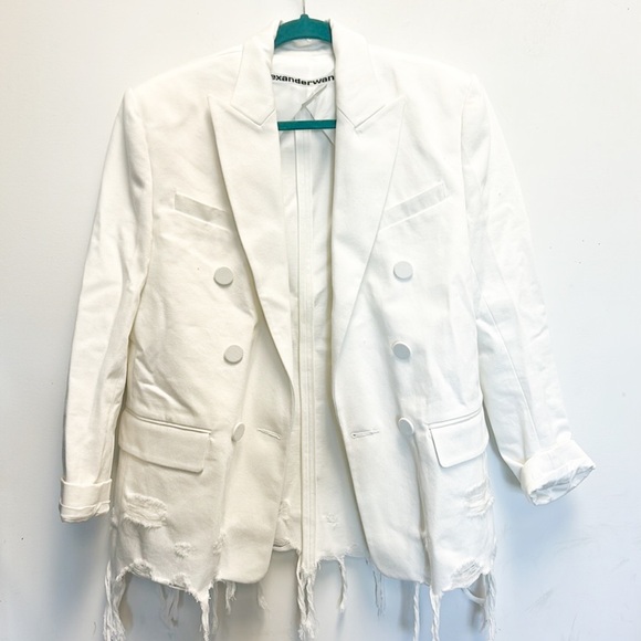 Alexander Wang double breasted distressed denim blazer - Picture 4 of 7